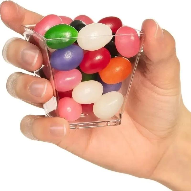 25/50/100PCS Transparent Ladder Shaped Cups Dessert Cups Pudding Fruit Ice Cream Camp Birthday Party Plastic Food Container