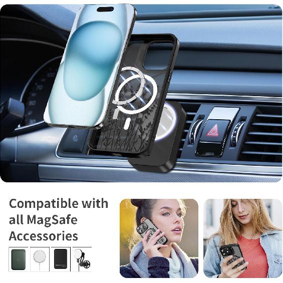 Магнитный чехол, разработанный для iPhone 16 Pro с подставкой, совместимый с Magsafe, со встроенной подставкой для хранения камеры, противоударный военный защитный TPU чехол