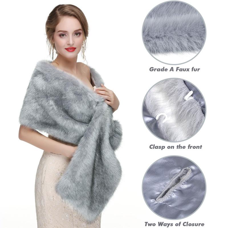 1Pc Cheongsam Winter Dress Accessories Warm Scarf Acrylic Wedding Dress Long Hair Fur Shawl Wedding Shawl