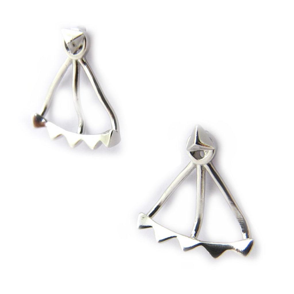 Les Trésors De Lily [M7340] - Boucles contours de lobes argent 'Triangles' argenté (rhodié) - 15x13 mm