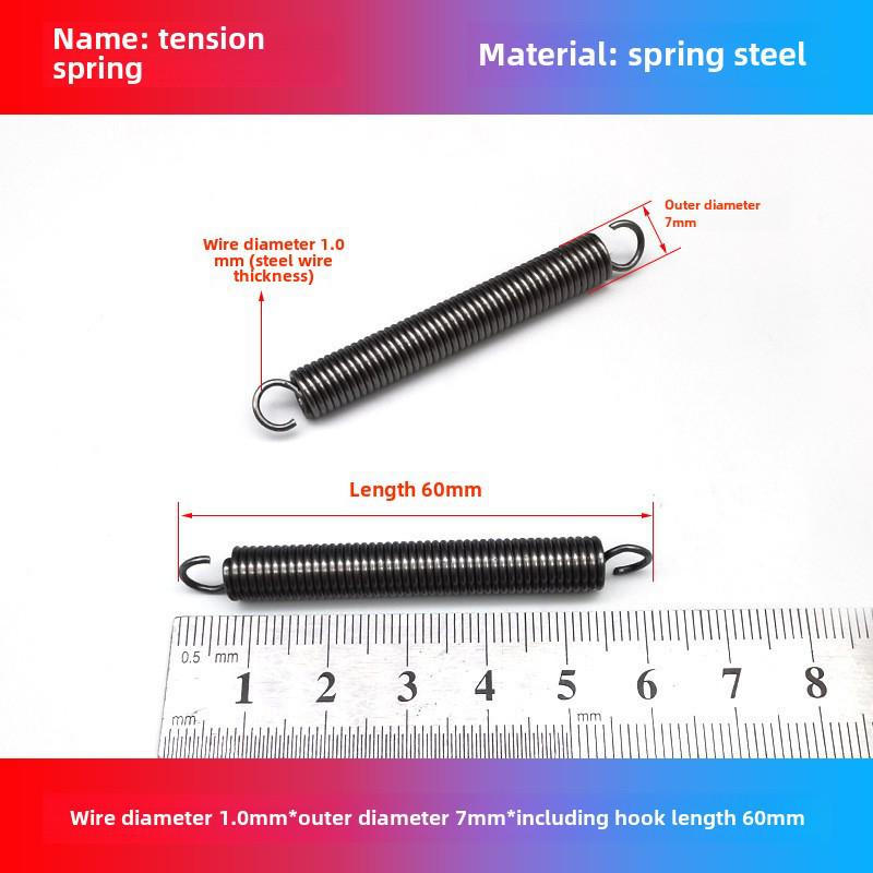 1.0mm Yellow Spring Steel Tension Spring with Hook Clamp for Mop Brake Binding Machine