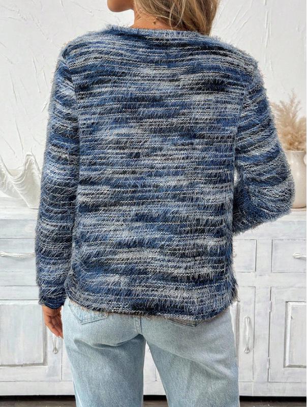 2026 Women's Autumn/Winter Round Neck Loose Long Sleeve Tassel Knit Top