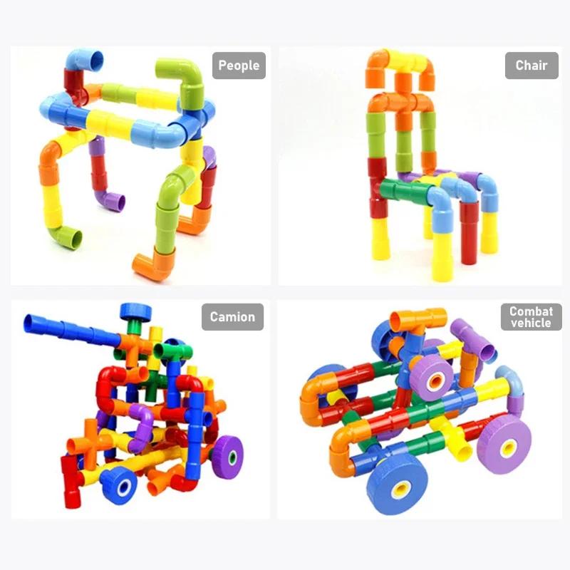 Diy 3D Water Pipe Building Blocks Kid Toys Marble Run Montessori Colorful Education Toy Assembling Parent-Child Birthday Gifts