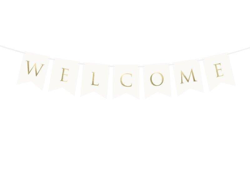 Baner Powitalny Welcome, Biały, 15 X 95 Cm
