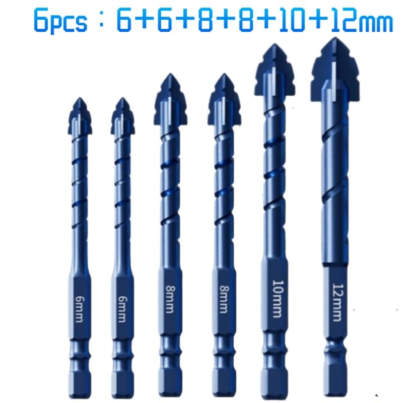 7/6/5/4PCS Four-edge Serrated Drill Bit Set For Drilling Holes In Glass Tiles Walls Concrete 3-12mm Sawtooth Drill Bit Set Tool