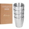 304 Stainless Steel Metal Drinking Mugs 4 PCS Coffee Cups Double Wall Stackable Reusable Outdoor Camping Cup Set Home Drink-ware