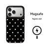 Black and White Polka Dot Floral MagSafe Case for iPhone 15 Pro Max
