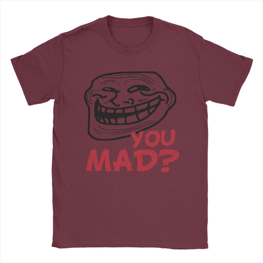 Men's T-Shirt You Mad Troll Face Memes Novelty Cotton Tee Shirt Short Sleeve Funny Humor T Shirt Crew Neck Tops Birthday Gift