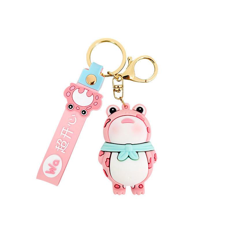 Fashionable Pvc Frog Keychain Whimsical Cartoon Design Blue Key Accessory