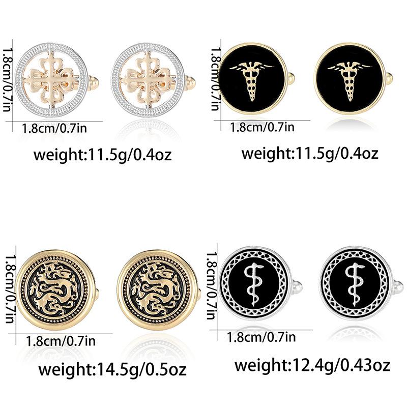 Cross-Border Round Dragon Cufflinks French Vintage Pattern Cuff Buckle Shirt Suit Sleeve Staple Decoration