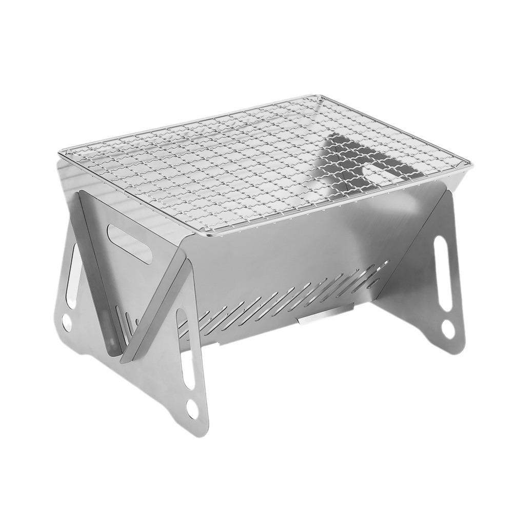 Portable Folding Stainless Steel BBQ Grill - Mini Charcoal Stove for Outdoor Camping