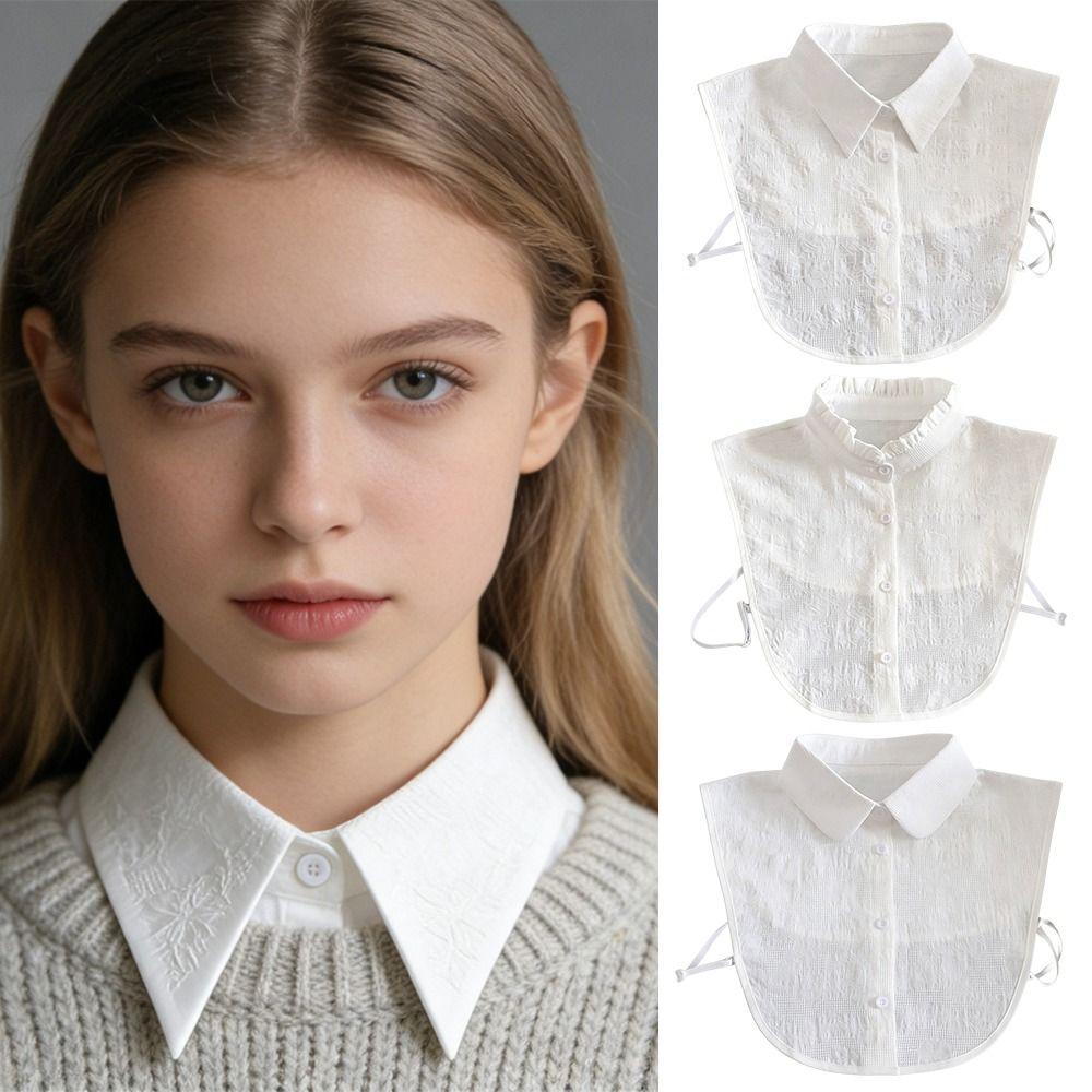 Women Clothes Accessories Ruffled Fake Collar Detachable Cotton False Collar White Half Shirt