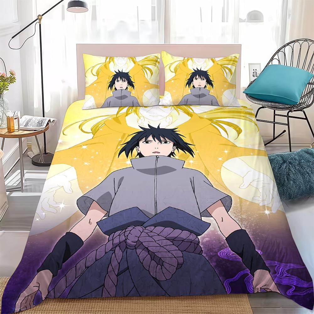 N-Naruto Animes Duvet Cover Set Home Style Bedding Soft Laundry Cotton Bed 3 Piece Set Student Dormitory Gift