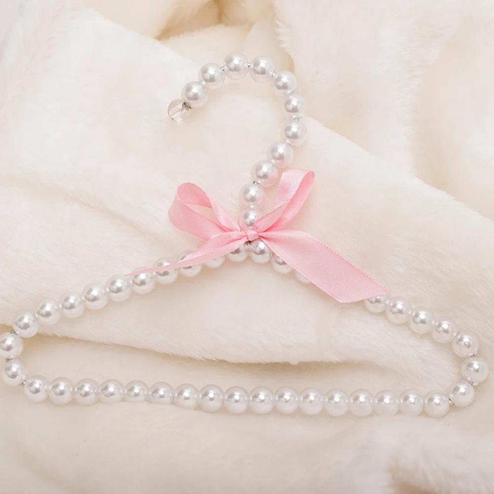 Modern Faux Pearl Hanger with Bow Non-slip Cute Bow-knot Small Clothes Rack