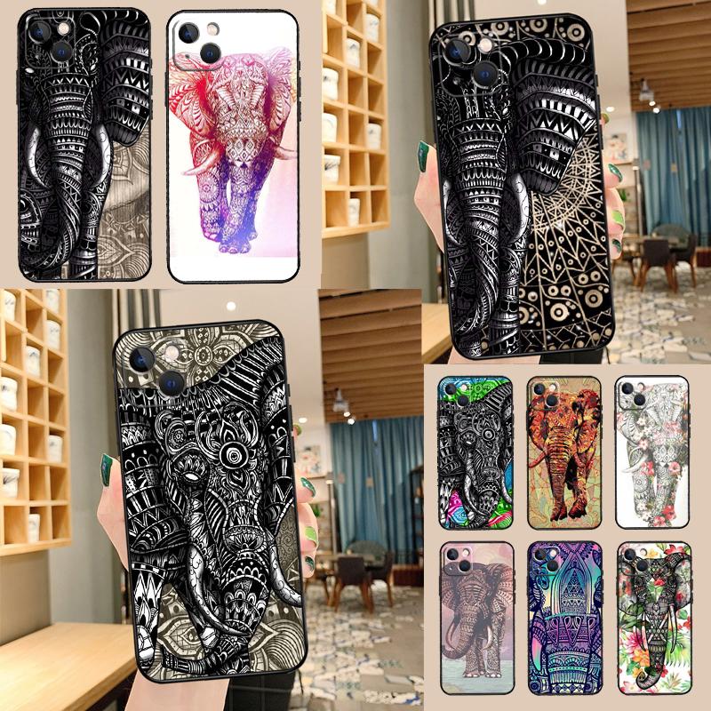 Elephant Floral Tribal Phone Case For iPhone 17 Pro Max 15 14 13 11 12 16 Pro Max mini 15 16 Plus 16e 17 Air Cover