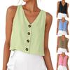 Women's Fashionable Oversized V-Neck Button-Up Tank Top Shirt Casual Blouse
