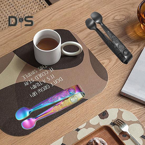Stainless Steel Ice Cube Clip Rustproof Vibrant Color Comfortable Grip Round Head Sugar Food BBQ Pastry Tongs Kitchen Tool