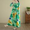 New Vintage Floral Maxi Dress Women Plus Size Spring Long Sleeve Loose Oversize Basic Long Dress