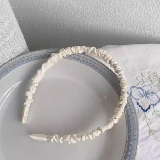 Women Headband Thin Edge Anti-Slip Design Pleated Texture Hair Hoop Commuting