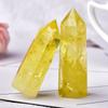 Beautiful Natural Crystal Unique Hexagonal Wand Column Home Decor Yellow Gem  Office