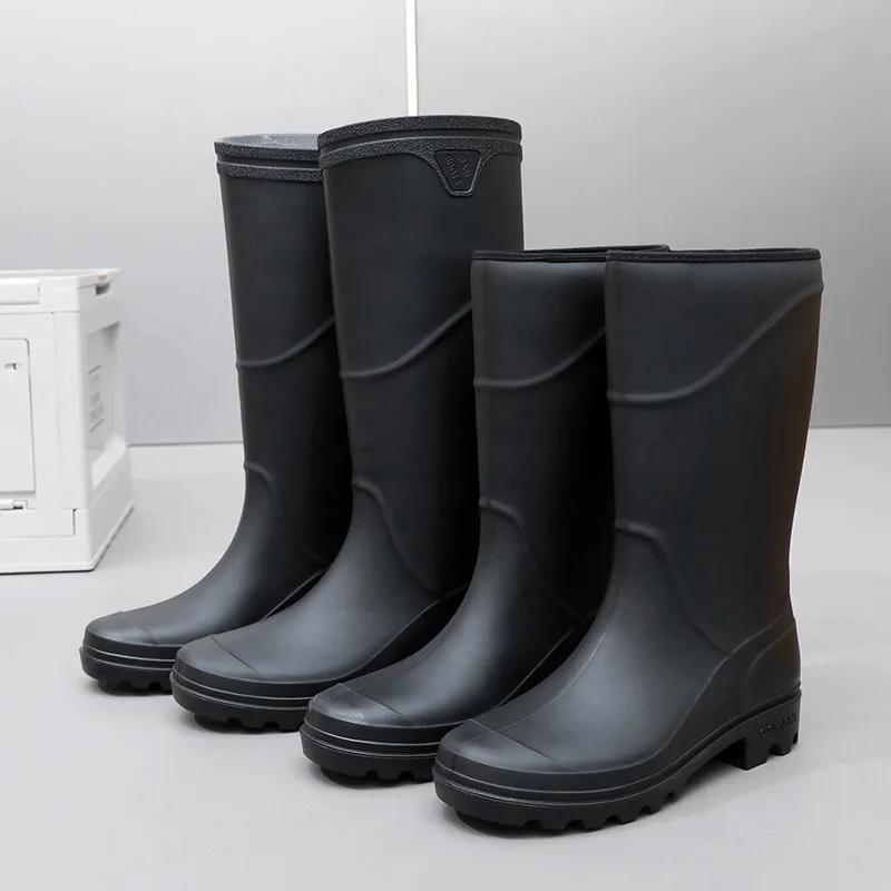 Fashion 2024 Men's Tall Rain Boots Fashion Work Waterproof Protective Solid Color Rain Boots Men Outdoor Work Rubber Boots Platform Boot