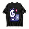 Cute Panda Working Print Casual Top Unisex Daily Versatile T-Shirt Pure Cotton T-shirt