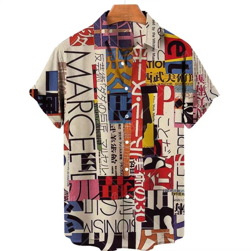 Hawaiian Short Sleeve Shirts For Men Summer Anime Style Graphic Print Cartoon Floral Oversized Original Harajuku Luxury Goth New