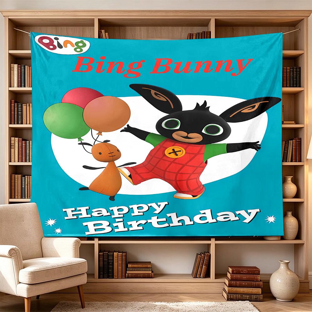 Bunny Birthday Card Large Wall Tapestry,Ideal for Office Backdrops, Holiday Gifts, Home Decor (Living Room, Bedroom, Dorm, Parties), and Outdoor Celeb