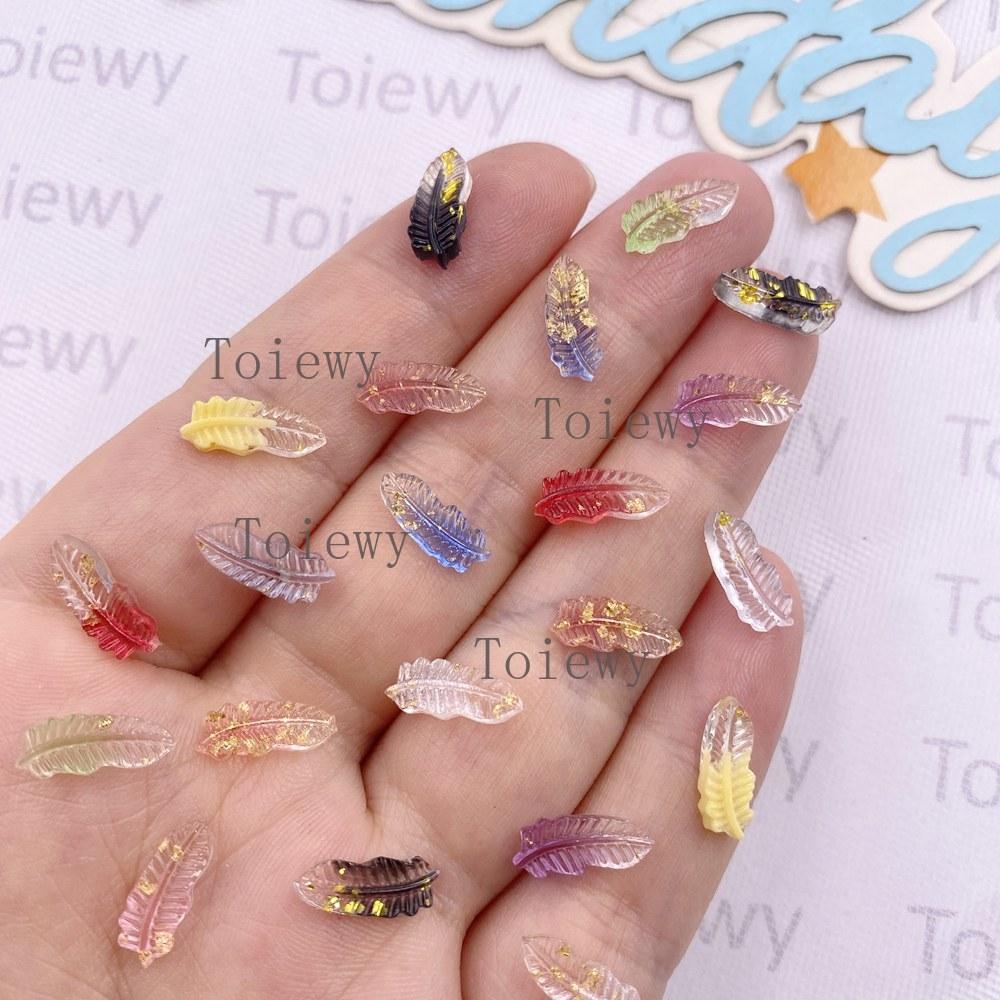 

100pcs Lovely Resin Mini Crystal Colorful Feather Flat back Rhinestone Appliques DIY Scrapbook Decor Nail Art Crafts Accessories