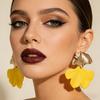 Women Boho Flower Earrings Lightweight Fabric Yellow Flower Ear Studs Holiday Earrings for Parties Beach Summer Vacation