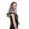 Triangle Lace Scarf Women Transparent Shawl Instant Hijab Embroidered Floral Mantillas for Church Turban Shawls Abaya Echarpe