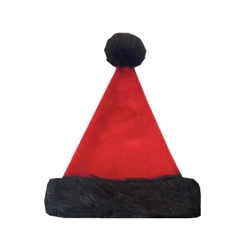 Carnival Cosplay Santa Beanie with Pompoms Red Color Adult Warm Velvet Christmas Hat for Women Men Teenagers Gift