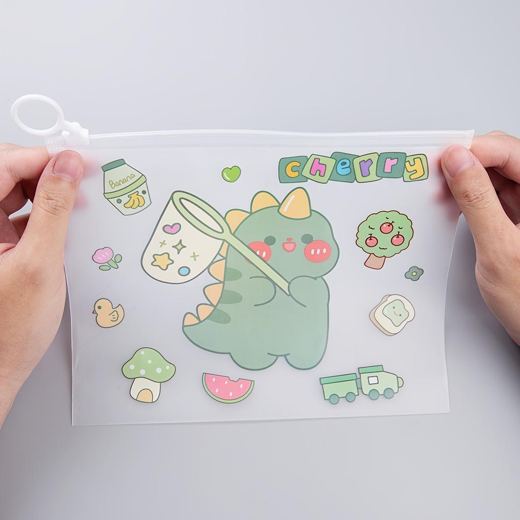 10 Large-capacity Cartoon Animal Square Zipper File Bags Set Pencil Organizer