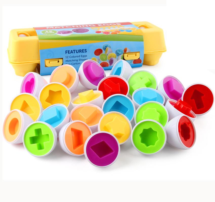 Montessori Smart Eggs Toy Baby Matching Puzzle Games Shape Sorter Educational Learning Toys For Children 2 3Y Kids Easter Gift
