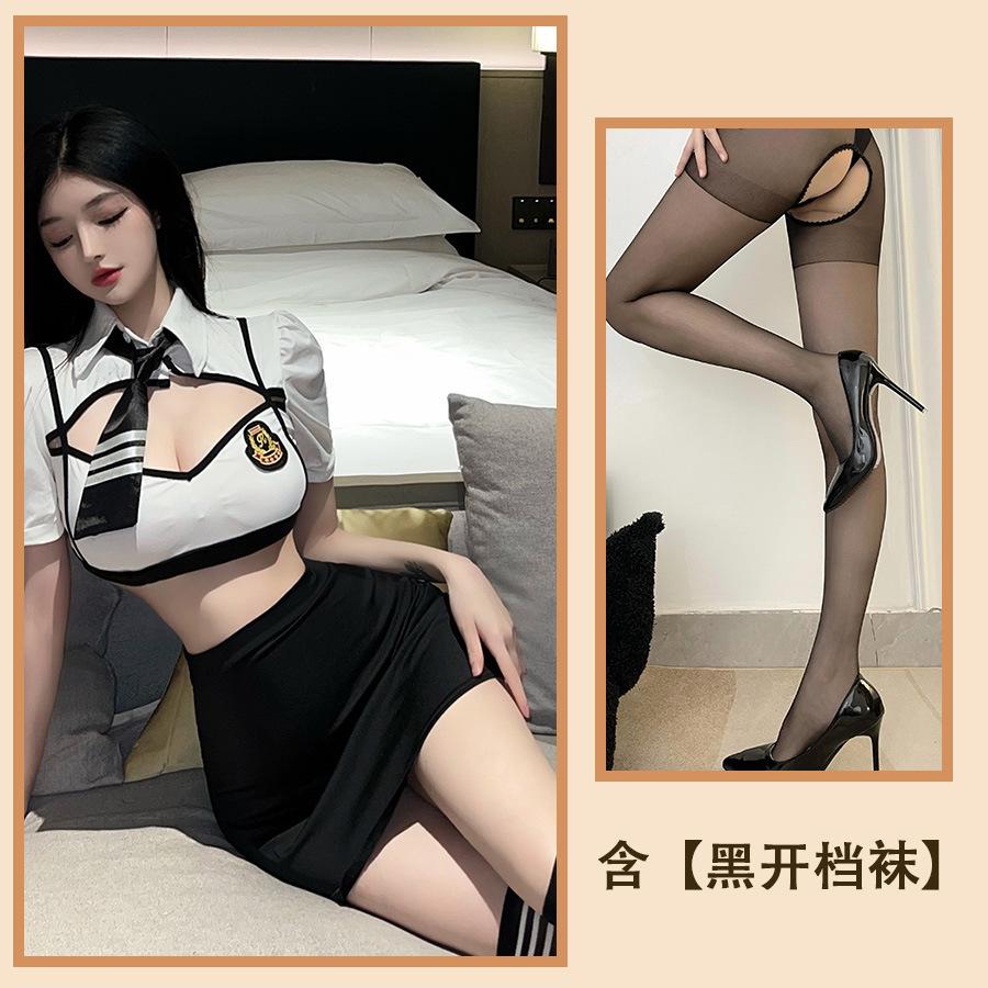 Sex Lingerie Sexy Stewardess Cosplay Uniform Hollow Pure Desire Cos Suit Hot Hip Wrap Split