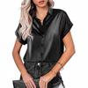 Satin Multi-colored Silk Short-sleeved Satin Button-up Shirt Casual Loose Top