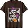 Halloween Skeleton Pumpkin Coffee Funny Costume Unisex T-Shirt