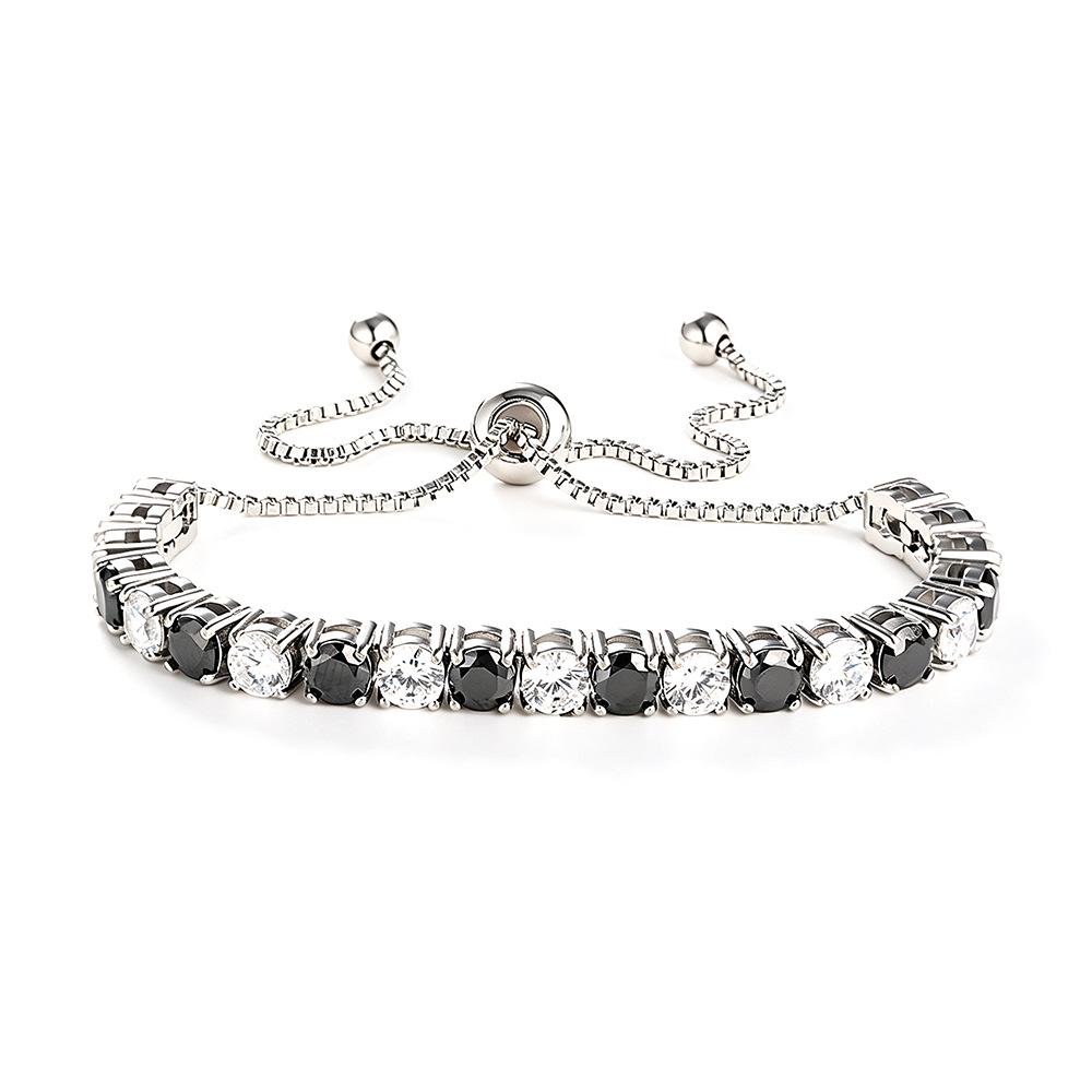 Elegant 4mm Zircon Women's Adjustable Stainless Steel Bracelet