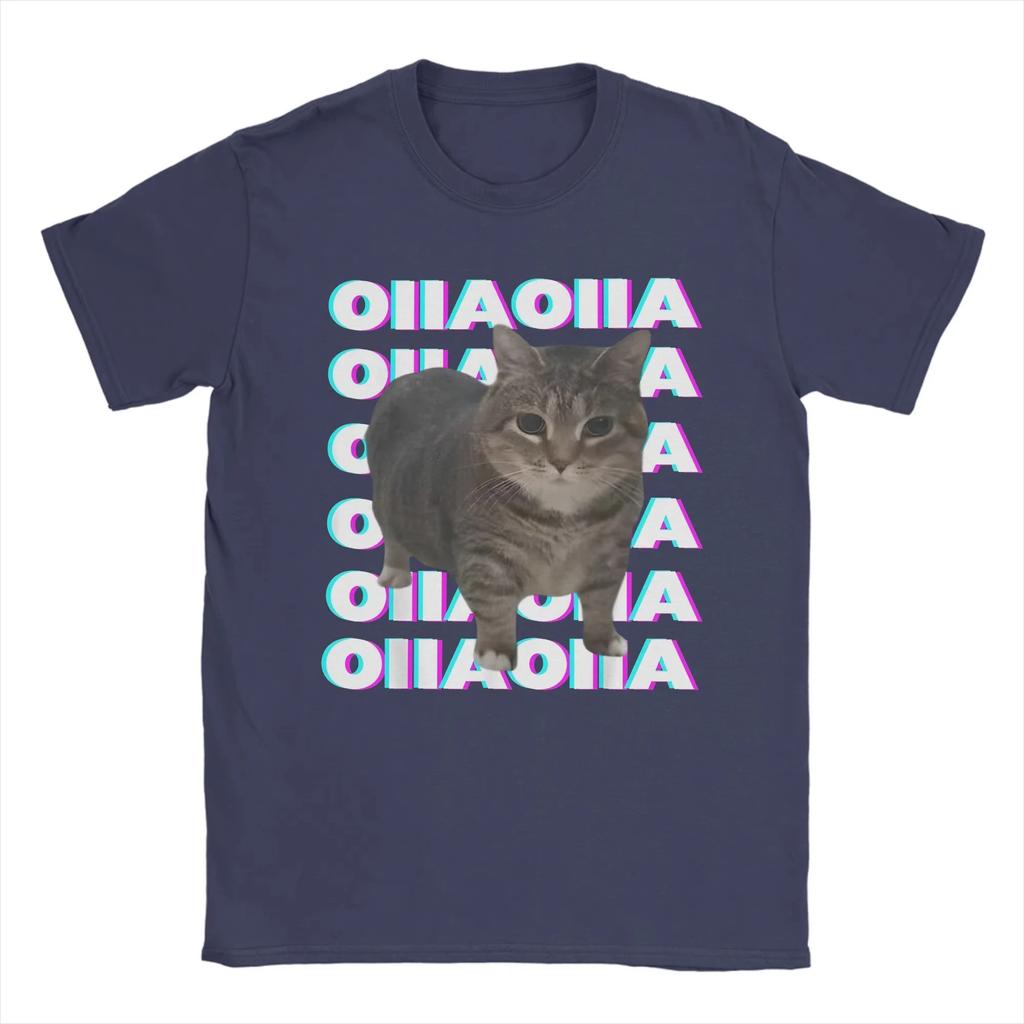 OIIA OIIA Spinning Cat Meme Glitch Disco Men Women Oversize T Shirt Funny Trendy Tees Short Sleeve Round Collar T-Shirt Cotton