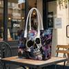 Galaxy Skull Printed Stylish Casual Tote Bag Lightweight Large Capacity Daily Shoulder Purse 