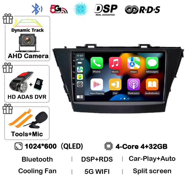 Android 14 Carplay For Toyota Prius Plus V Alpha 2012 2013 2014 2015 2016 2017 LHD/RHD Car Radio Multimedia Player Stereo GPS BT