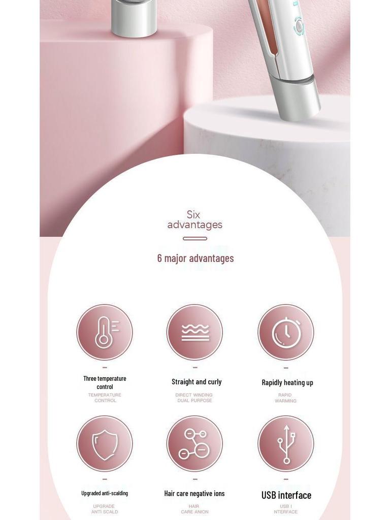 Wireless Charging Mini Hair Straightener & Curler