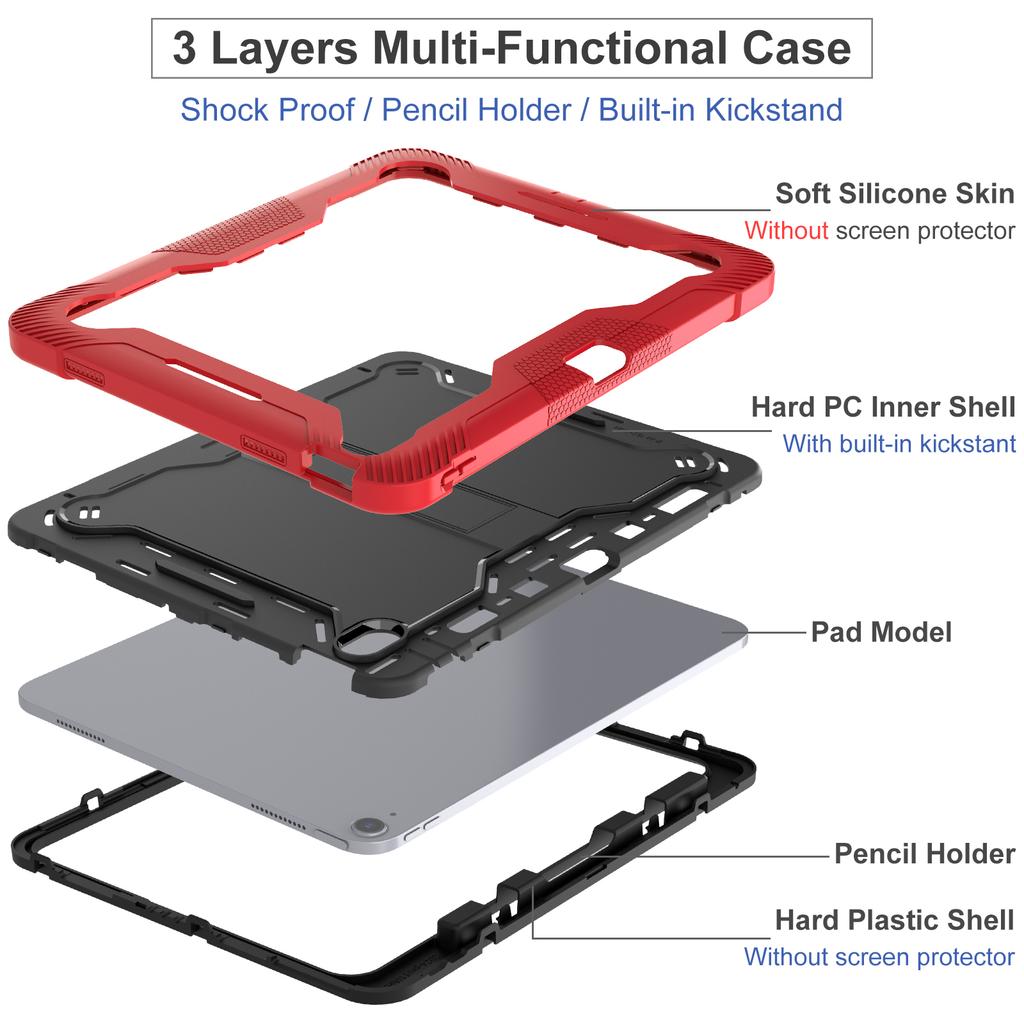 For iPad Air 13 (2025)/(2024) Case Kickstand Silicone + PC Tablet Cover High-Impact Shockproof