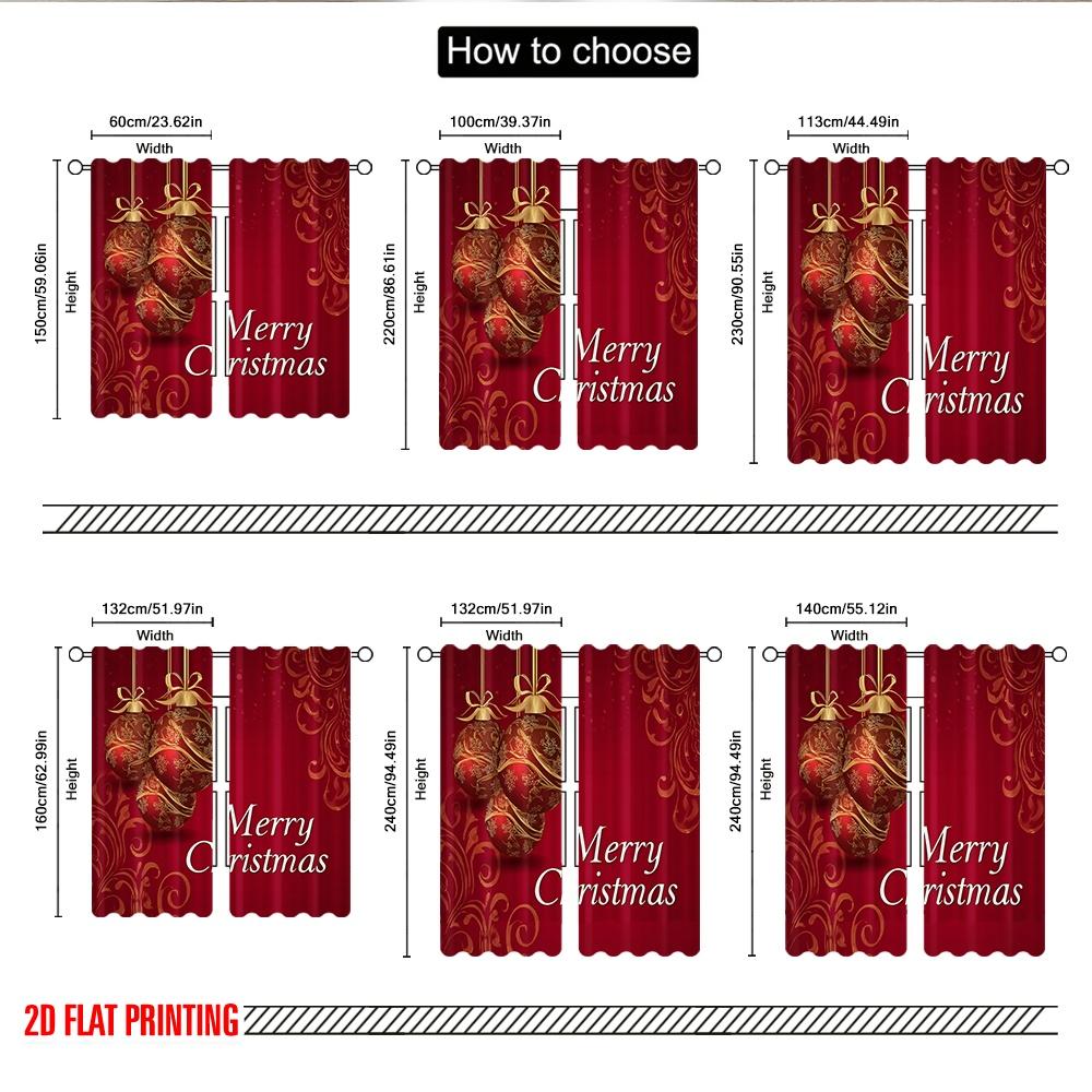2pcs 2D flat printing Christmas Hot Party Curtains Christmas card red trinket print Digital Printed Polyester Drapes Party
