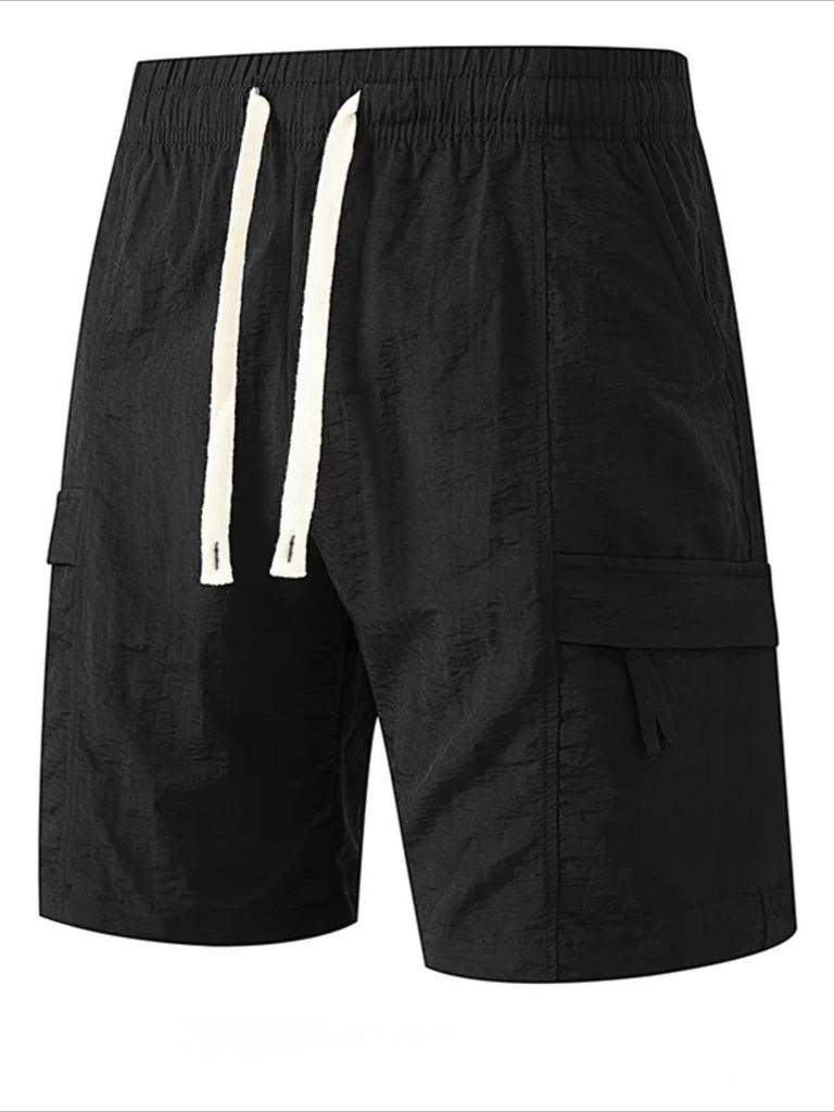 Cotton blend men's casual shorts with drawstring waistband and pants pockets - Lightweight, breathable fabric for summer and outdoor activities