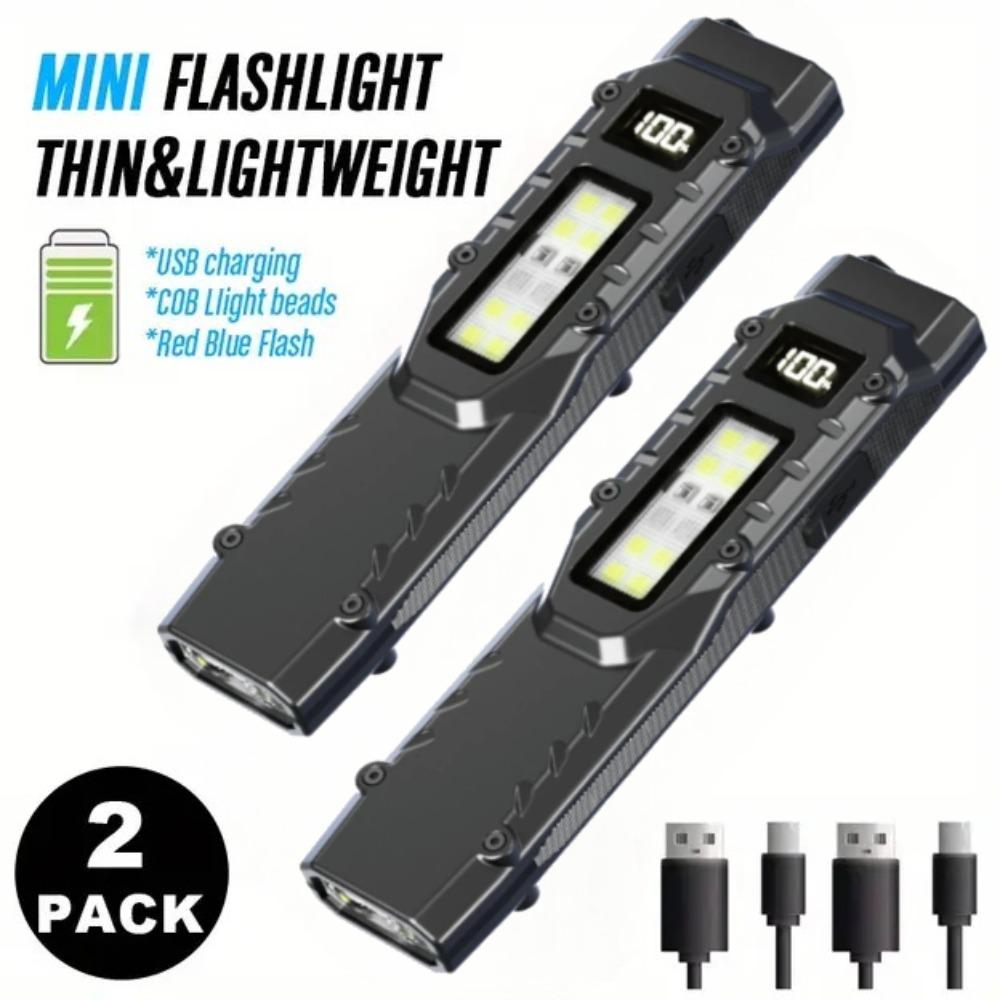 Portable EDC Torch Flashlight USB Rechargeable Tactical Flashlight IPX44 Waterproof LED Work Light for Emergency Camping