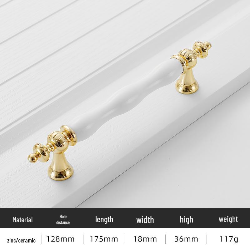 Nowoczesny Minimalistyczny Złoty Stop Aluminium Ceramiczna Rączka do Drzwi Szafek i Garderób