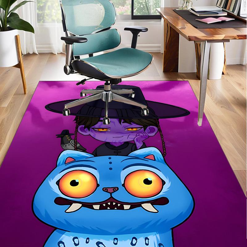 Colorful Kpop cartoon Office Rug Chair Mat, Game Carpet, Suitable for Front Door, Bedroom, Living Room, Desk, Holiday Gift