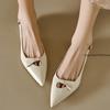 Fashion French Flats Shoes 2025 Summer Temperament Bow Pointed Toe Shallow Mouth Fashion Sandals Empty Bag Head Women's Flat Shoes