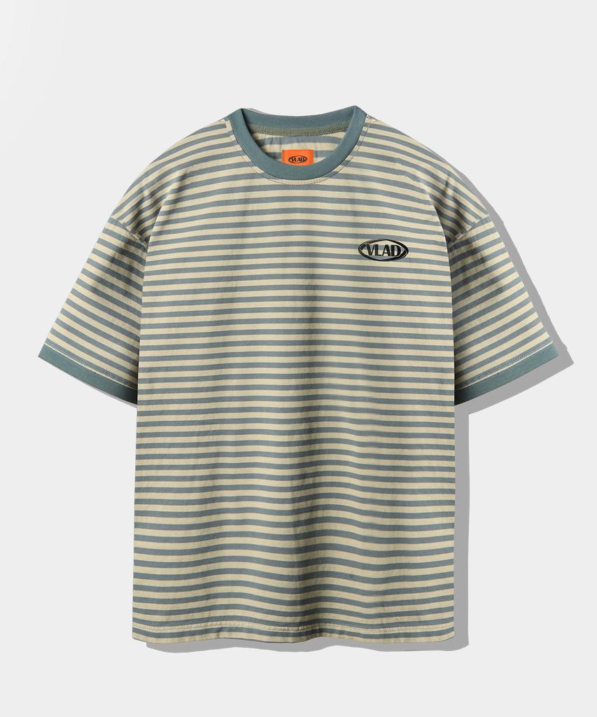 Dimiteulibeullaeg Vlad Blend Stripe Ringer Short Sleeve T-Shirt_Yellow & Green